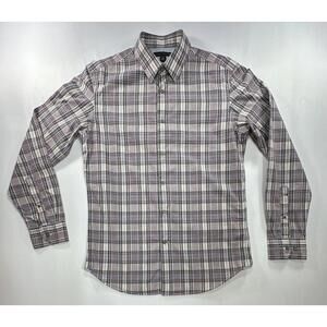 Banana Republic Cotton Brown Plaid Button Up Shirt Mens S